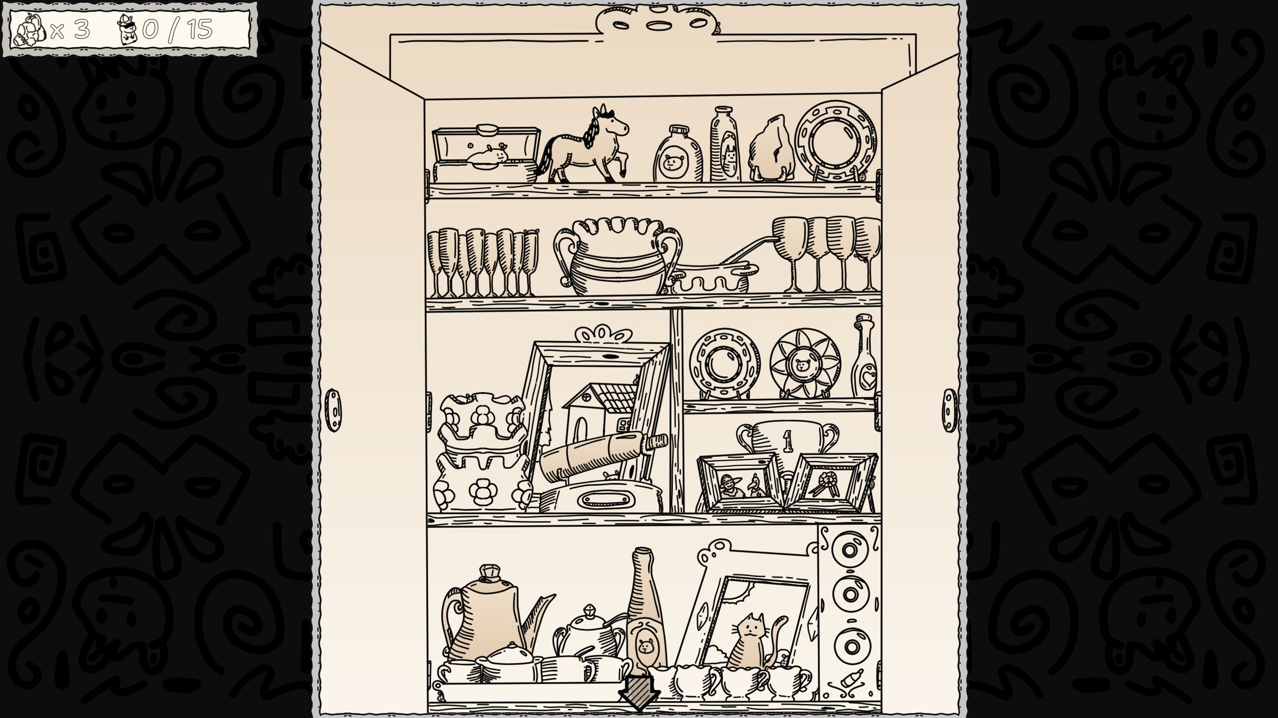 Small hidden object closet scene from Casa de Cuy